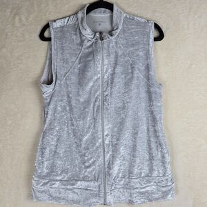 Sofiabella Womens Crushed Velvet Vest Full Zip Large Sporty Tennis Golf Athletic